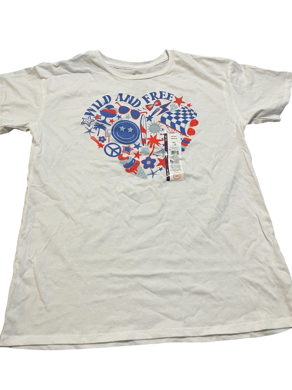 Wonder Nation Girls 4th of July Short Sleeve T-Shirt